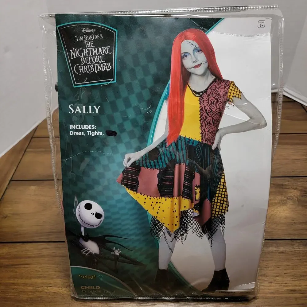 2Pc Disney's Nightmare Before Christmas Child Sally Costume - Size Large (12-14)